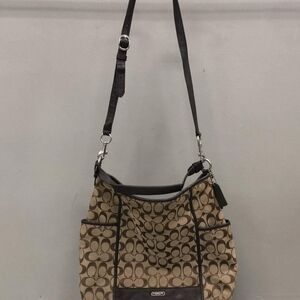 Coach Brown and Black Signature Shoulder Bag